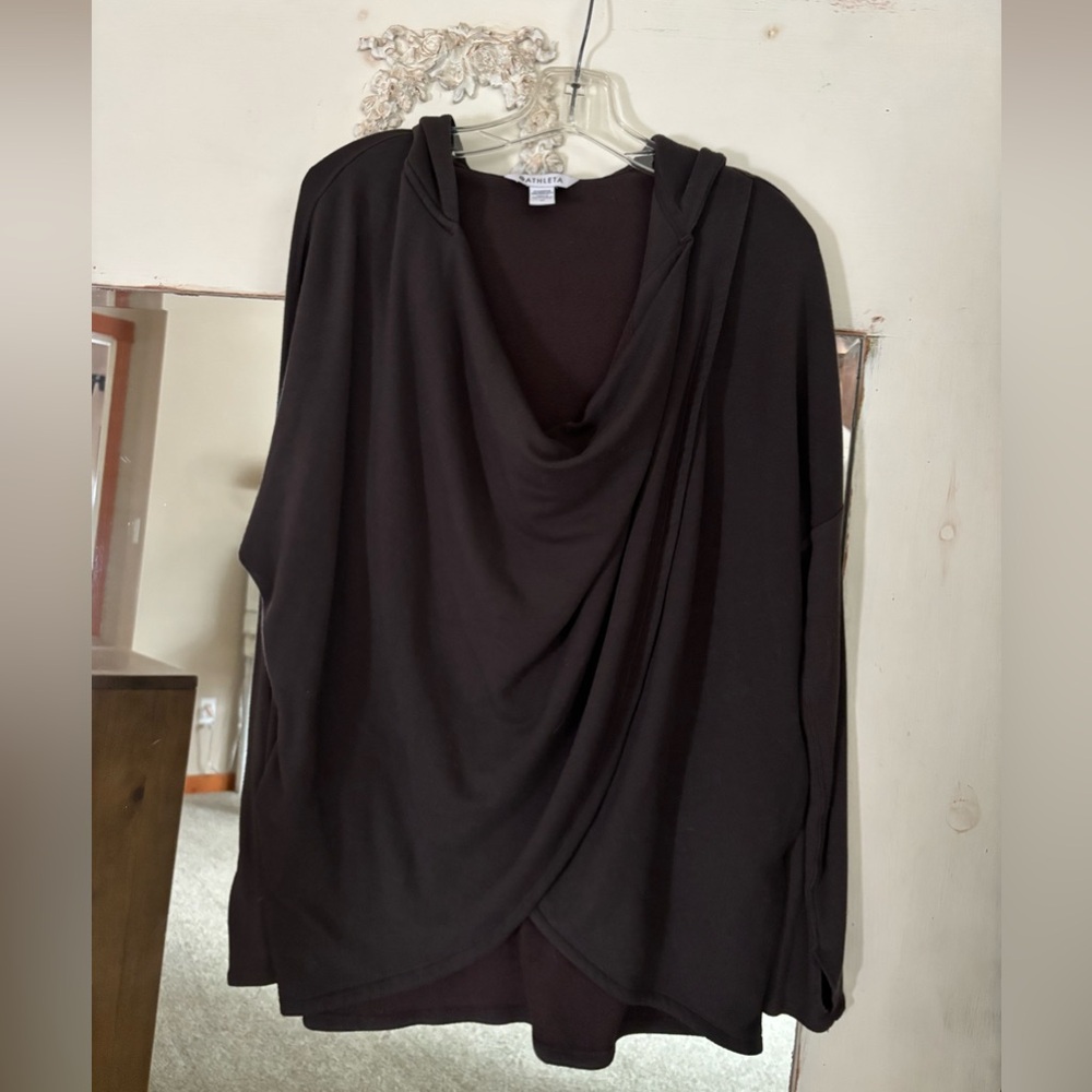 Athleta Walnut Brown Purana Wrap Fitness Sweatshirt Women's Size M - Picture 2 of 5